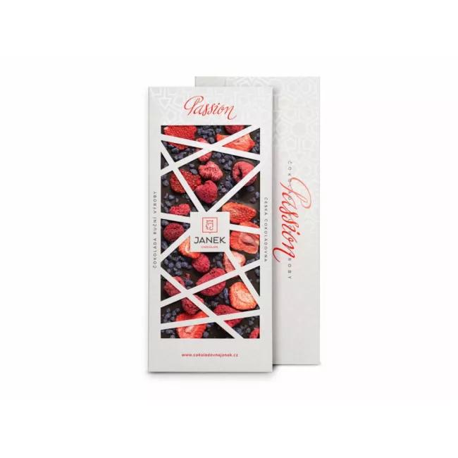 Hořká čokoláda 72% s jahodami, malinami a fialkou